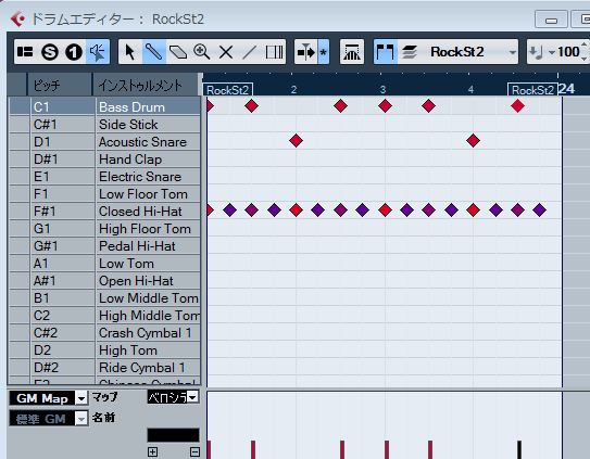 Cubase バスドラを打ち込む